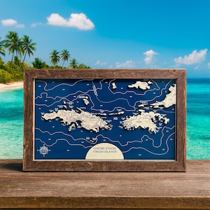 USVI Karte, Jungferninseln, St. Thomas, St. John, US Jungferninseln, BVI Karte, Flitterwochen Geschenk, Strandgeschenk, Strandhausdekor