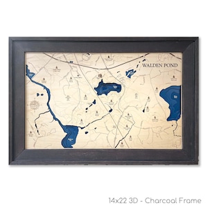 Walden Teich Karte, Thoreau Hütte, Walden Teich, Benutzerdefinierte See Karte, Benutzerdefinierte See Schild, Holz See Karte, 3D See Karte, 3D Holz Karten, See Haus Dekor