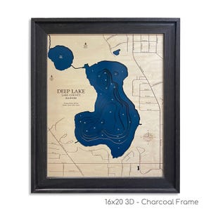 Deep Lake Map, Deep Lake, Wood Lake Map, Wood Lake Sign, Lake Art, Lake House Gift, Lake House Decor, Lake Map, Custom Lake