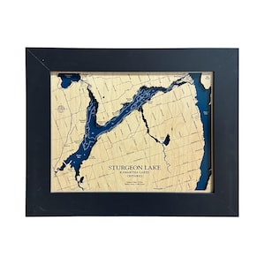 Sturgeon Lake, 3D Lake Map, Wood Lake Map, Custom Lake Map, Custom Lake Sign, Custom Lake Art, Wood Lake Map, Lake Map, Lake House Decor