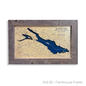 Bodensee Map, Lake Constance Map, Custom Wood Map, 3D Wall Art, Lake House Decor, Lake Map, Depth Map, Travel Gift, Lake House Decor