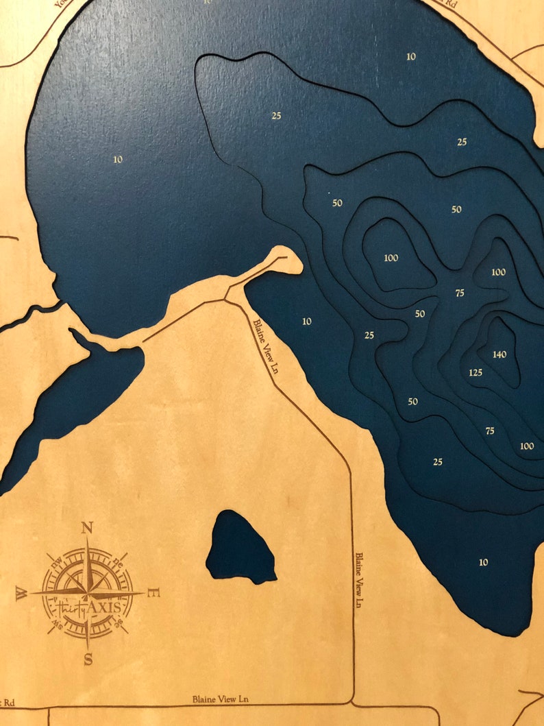Lake Blaine Map Custom Wood Map Custom Lake Art 3D Wall Etsy