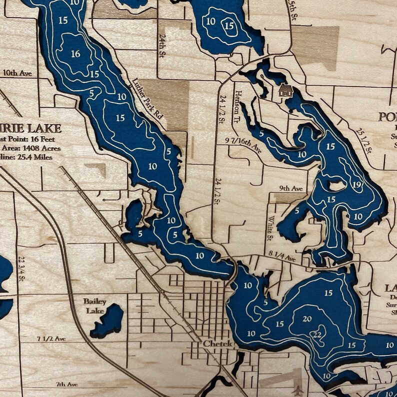 Pokegama Lake Map Chetek Lake Map 3D Wall Art Prairie Lake Etsy