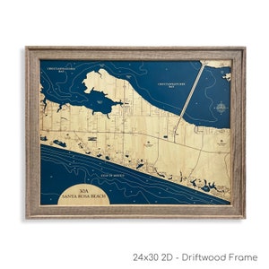 Strandkaart Santa Rosa, kaart Florida aan zee, kaart Florida, houten kaartkunst, strand Santa Rosa, kaart Destin, cadeau Florida, decor strandhuis, strandcadeau