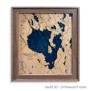 Sebago Lake Map, Maine Map, Custom Wood Map,  Contour Map, Lake House Decor, Lake Map, Lake Sign, Depth Map, Lake Gift, Lakehouse