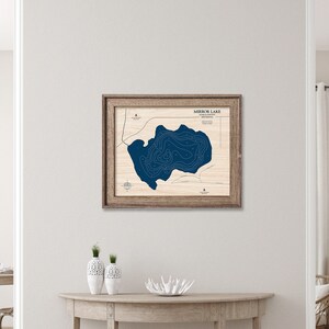 Mirror Lake Map, Custom Lake Map, Wood Lake Map, 3D Wall Art, Contour Map, Lake House Decor, Lake Map, Depth Map, Lake Art