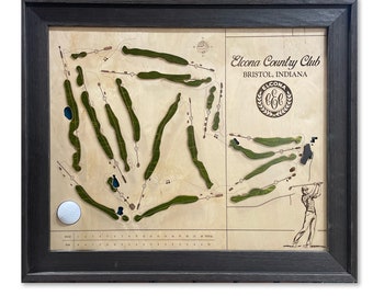 Handcrafted Custom Wood Golf Course Map, Personalized Golfing Keepsake, Wood Golf Art, Gifts for Him, Golf Wall Decor, Any Course