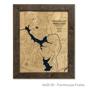 Mapa del Lago del Tesoro, Mapa del Lago Bimini, Mapa del Lago 3D, Mapa del Lago Personalizado, Letrero del Lago Personalizado, Mapa del Lago Wood, Decoración de Casas del Lago, Arte del Lago, Lago Wood