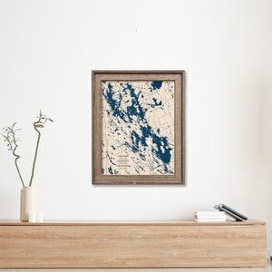 Muskoka Map, Lake Joseph, Lake Rosseau Map, Custom Lake Map, Wood Lake Map, Contour Map, Lake House Decor, Lake Map, Depth Map, Lake Art