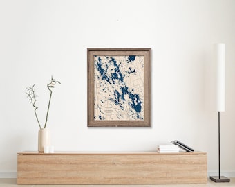 Mapa de Muskoka, Lago Joseph, Mapa del lago Rosseau, Mapa personalizado del lago, Mapa del lago Wood, Mapa de contorno, Decoración de casas en el lago, Mapa del lago, Mapa de profundidad, Arte del lago