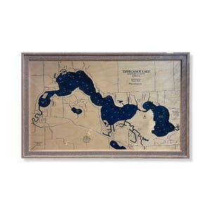 Tippecanoe Lake Map, Lake Tippy Lake, Custom Lake Map, Custom Lake Sign, Wood Lake Map, 3D Lake Map, 3D Wood Maps, Lake House Decor