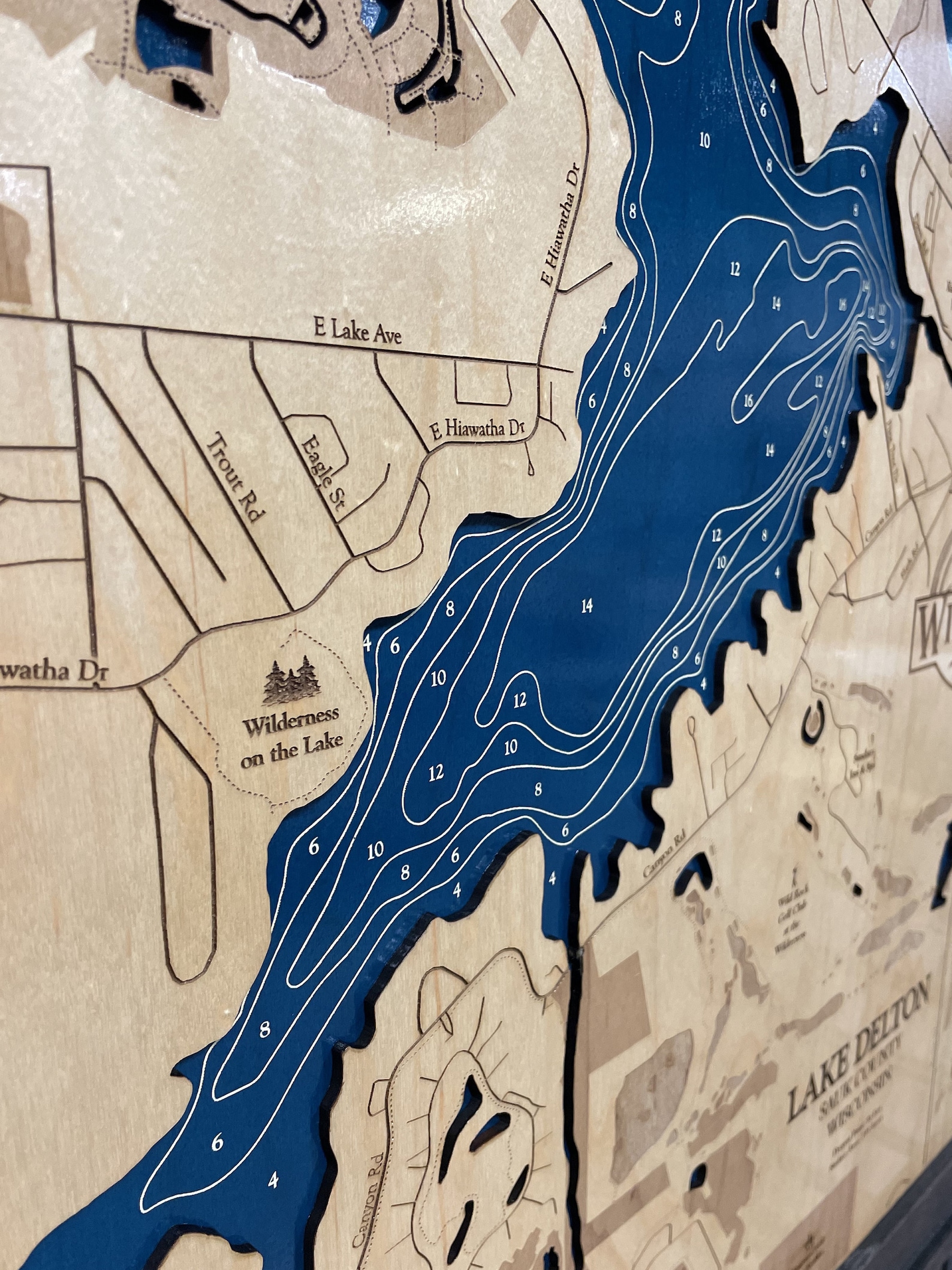 Lake Delton Map Wisconsin Dells Map 3D Wall Art Delton Lake Etsy