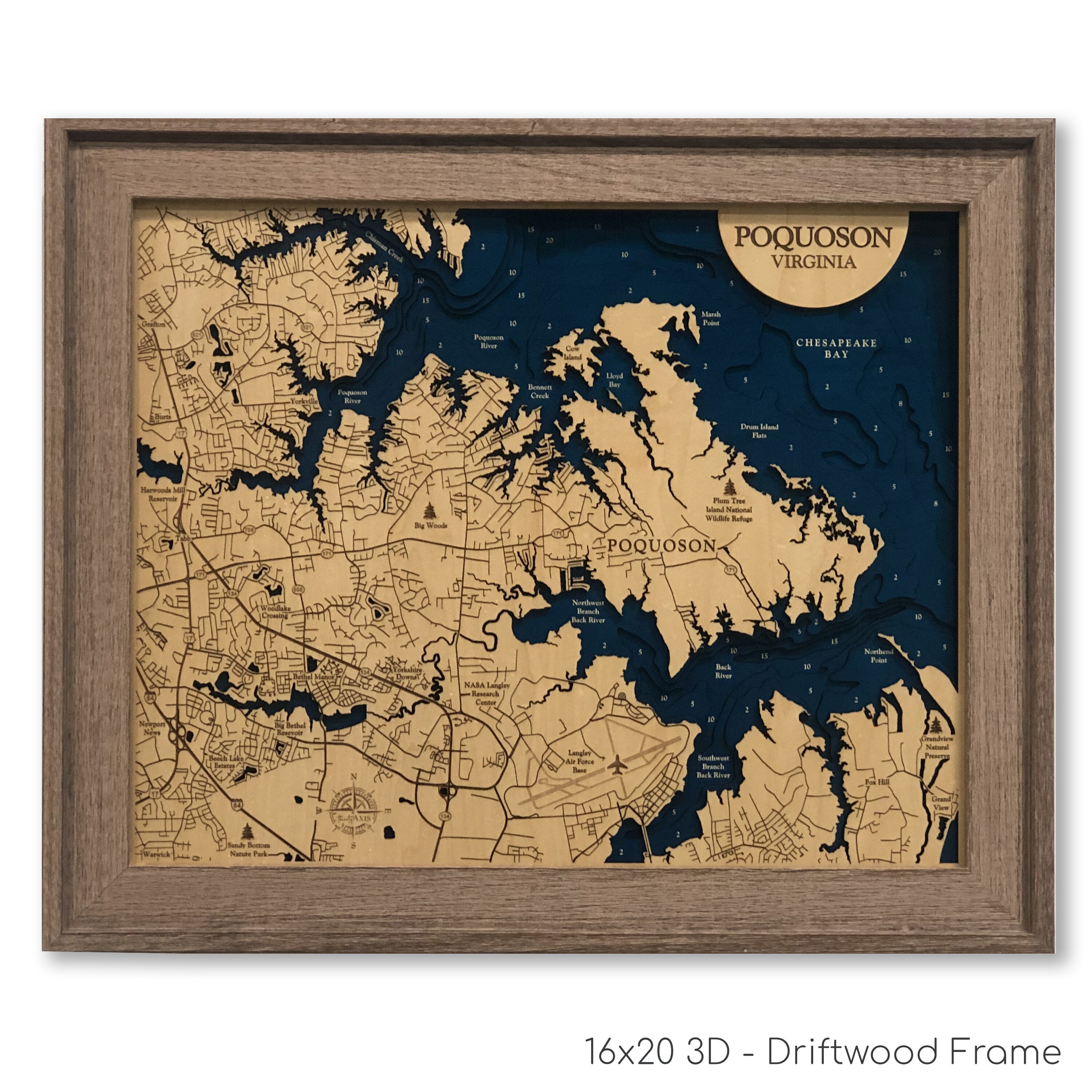 Poquoson Map Virginia Map Custom Wood Map 3D Wall Art Etsy