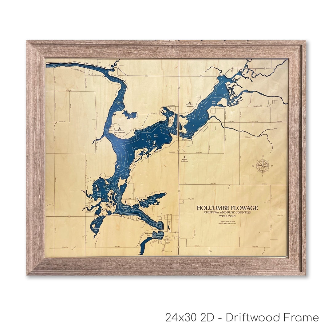 Flowage Map, Custom Wood Map, Custom Lake Art, 3D Wall Art