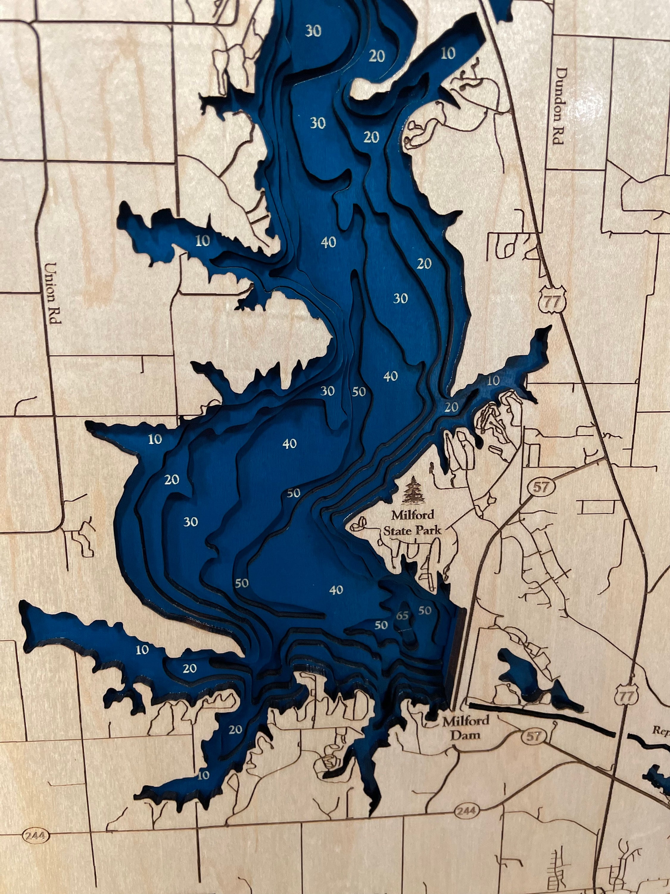Milford Lake Map Custom Wood Map 3D Wall Art Contour Map Etsy México