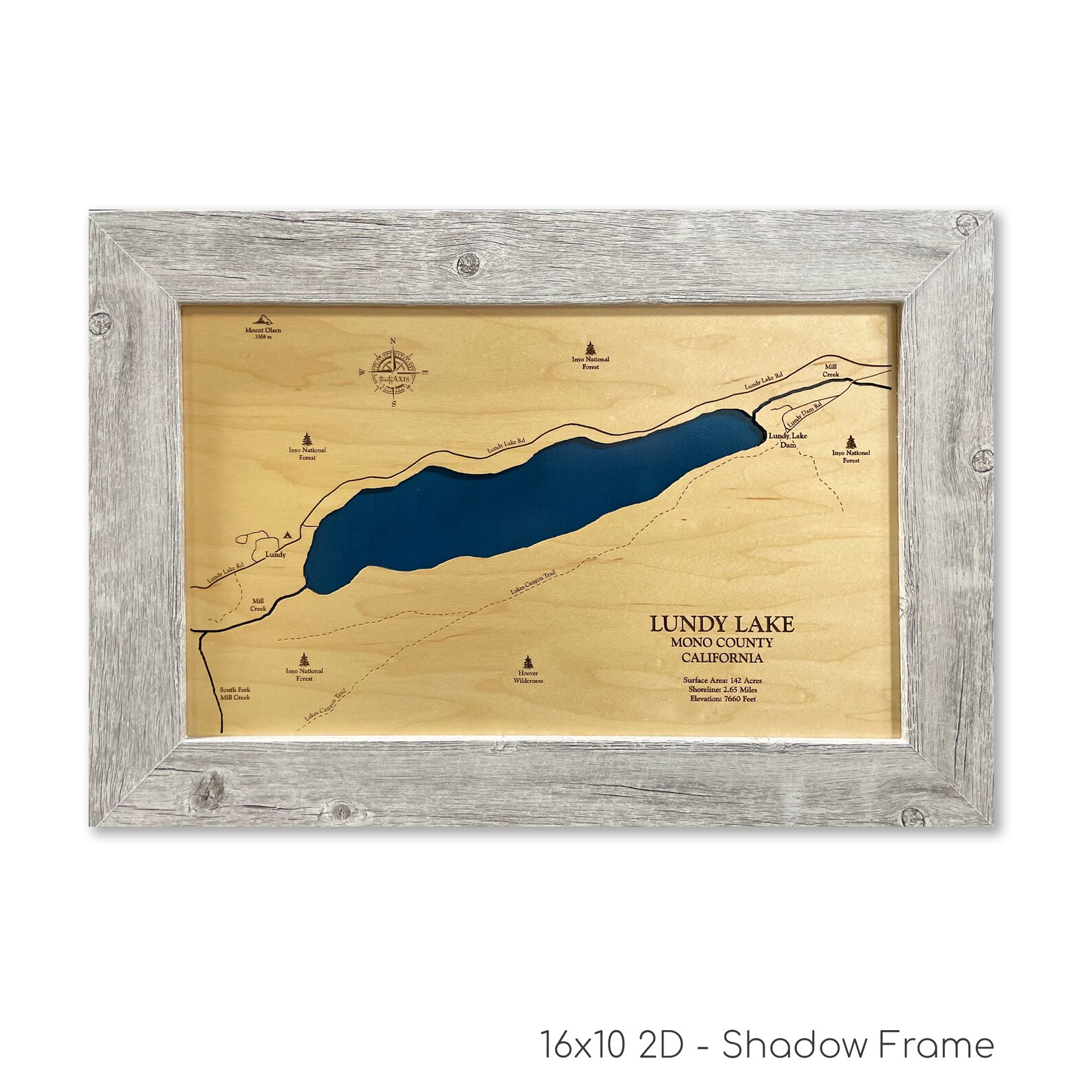 Lundy Lake Map California Map Lundy Lake Wood Map Custom Etsy