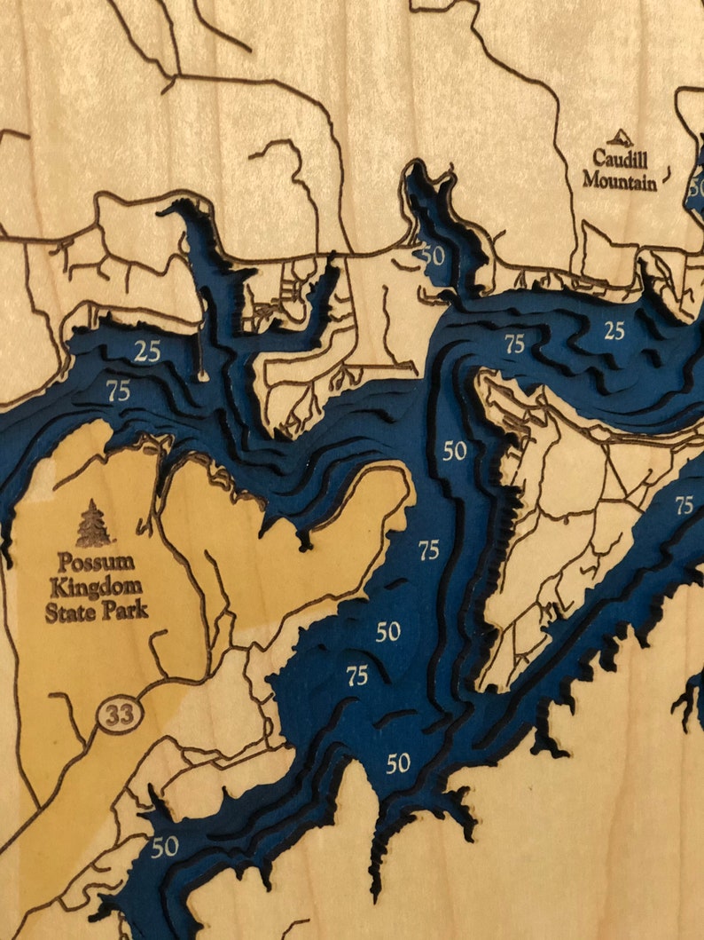 Possum Kingdom Lake Map Custom Wood Map Custom Lake Art 3D Etsy