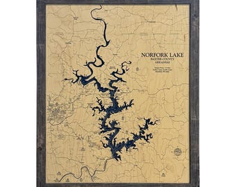 Norfork Lake Map, Lake House Gift, 3D Lake Map, Wood Lake Sign, Lake Sign, Lake House Decor, Lake Art, Lake House Art, Housewarming Gift