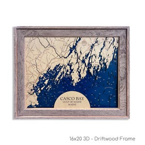 Casco Bay Map, Maine Coast, Maine Decor, Maine Sign, Custom Maine Map, Casco Bay, Beach House Decor, 3D Map, Beach Map, Beach Decor