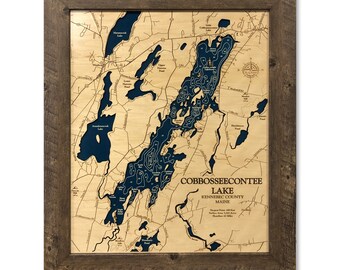 Cobbosseecontee Lake Fishing Map Cobbosseecontee Lake | Etsy