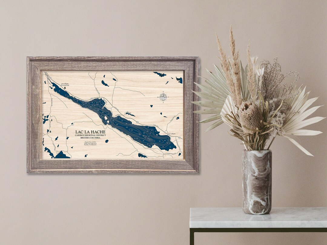 Lac La Hache Map Wood Lake Map Custom Lake Map Custom Lake Etsy