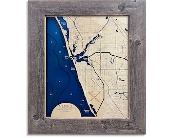 Venice Florida Map, Venice Beach Map, Custom Wood Map - 3D Wall Art - Contour Map - Beach House Decor - Island Map - Florida Map - Depth Map