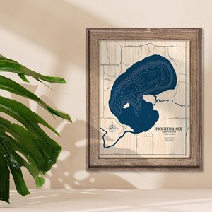 Pioneer Lake Map, Wood Lake Map, Custom Lake Map, Custom Lake Sign, Custom Lake Art, Wood Lake Map, Lake Map, Lake House Decor