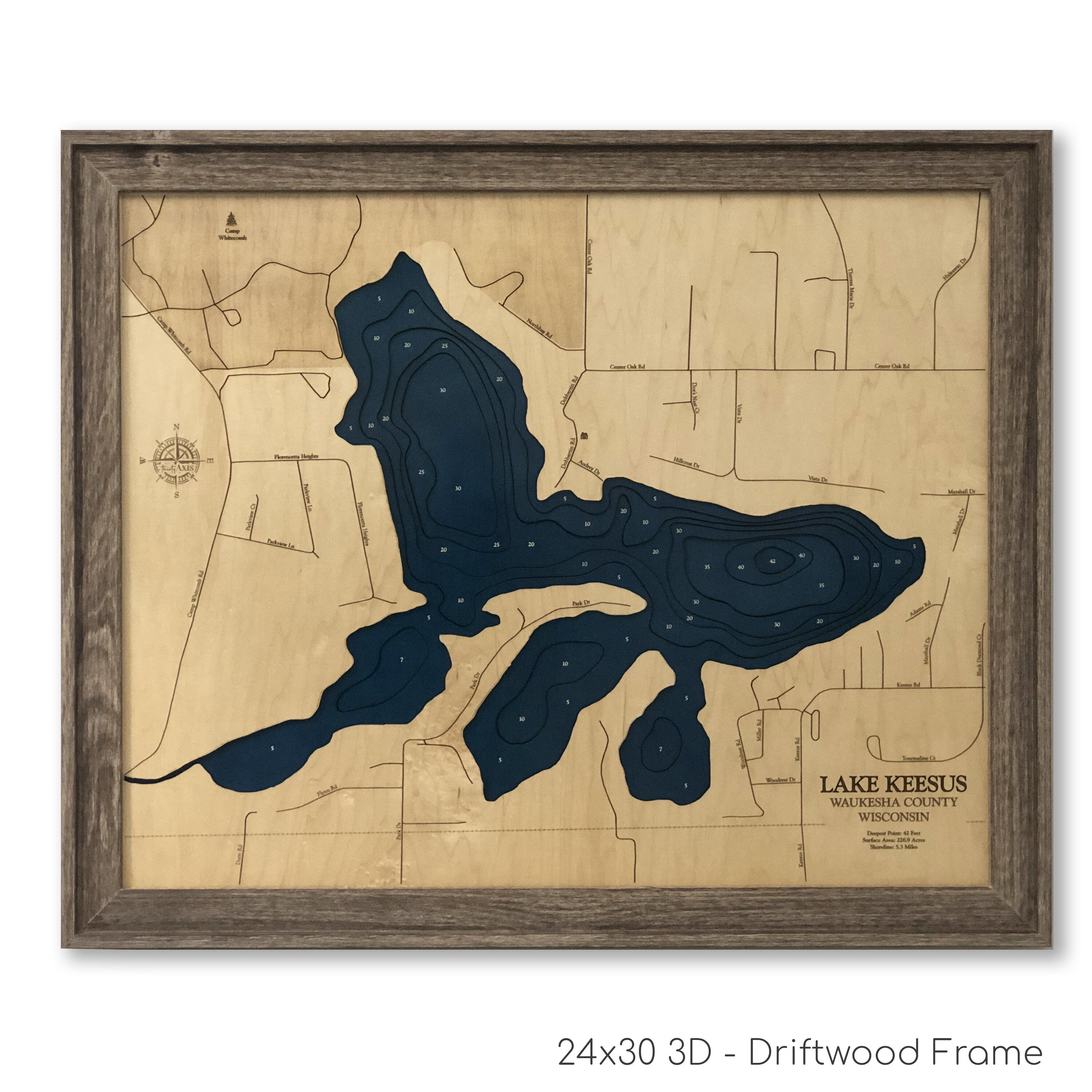 Lake Keesus Map Lake Keesus Lake Art Keesus Custom Wood Etsy