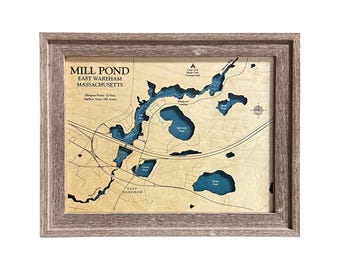 Mill Pond Map, Lake House Gift, 3D Lake Map, Wood Lake Sign, Lake Sign, Lake House Decor, Lake Art, Lake House Art, Housewarming Gift