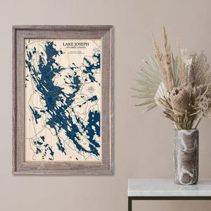Lake Joseph Map, Muskoka Map, Wood Lake Map, Custom Lake Map, Custom Lake Sign, Custom Lake Art, Wood Lake Map, Lake Map, Lake House Decor