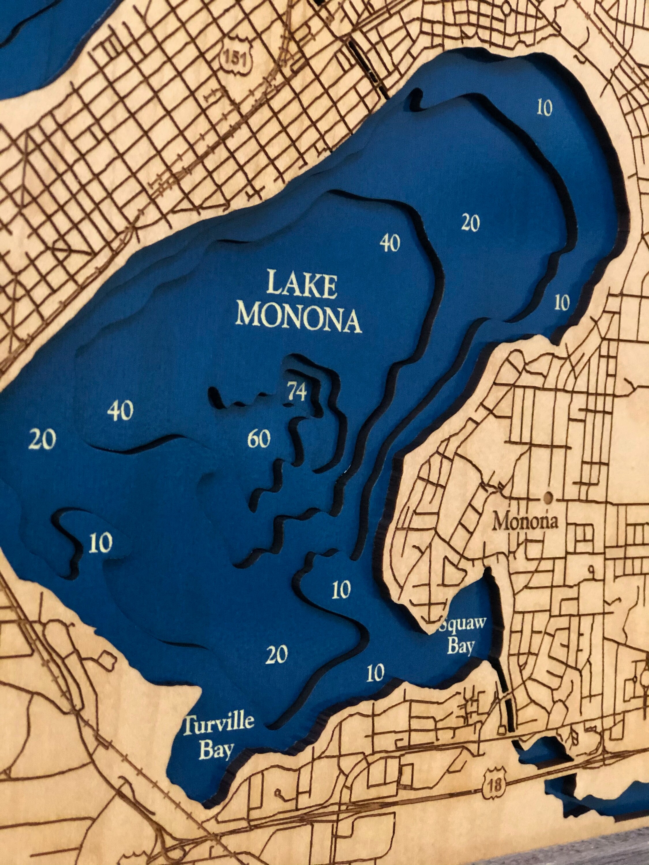 Lago Mendota Lago Monona Custom Wood Map Arte 3D Wall Etsy