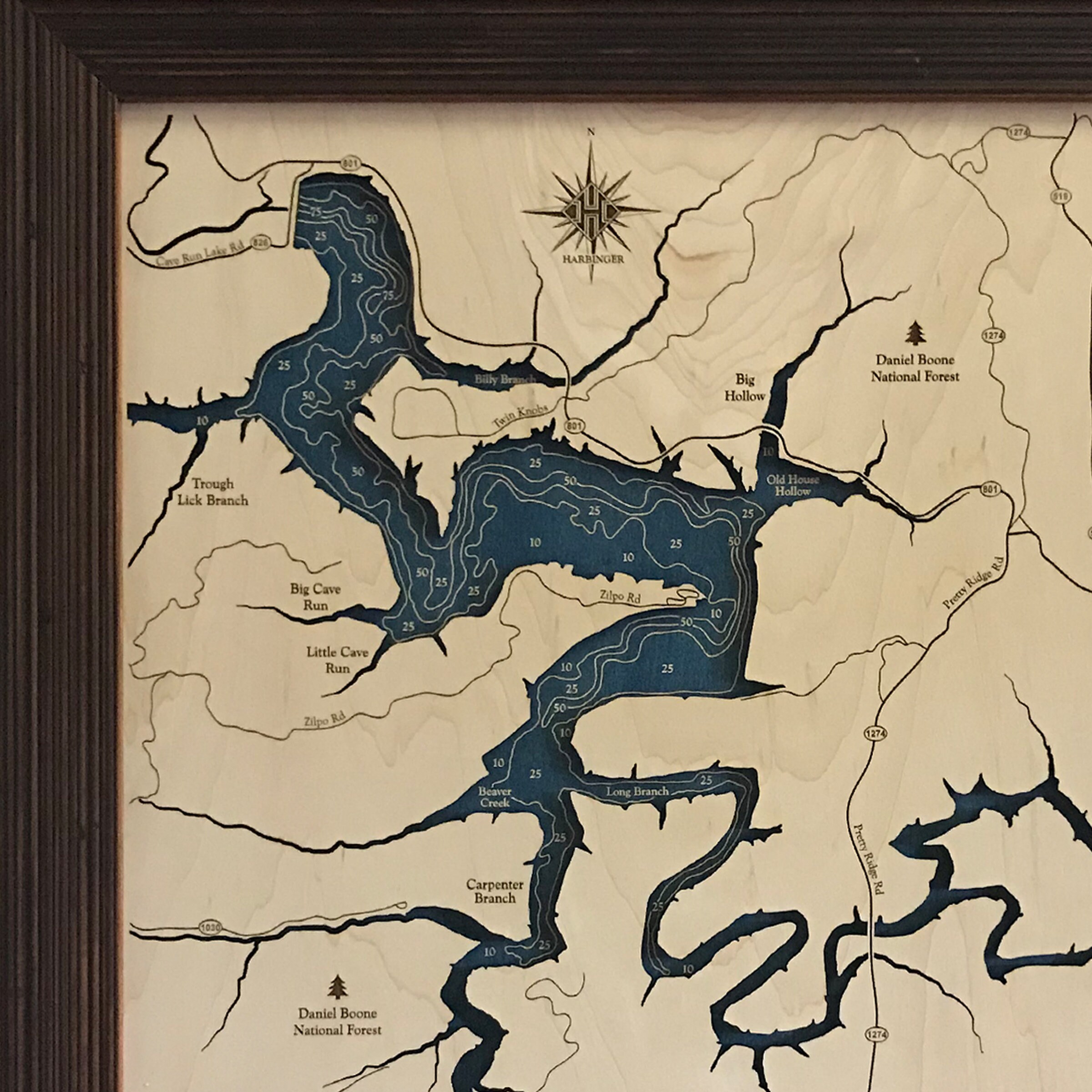 Cave Run Lake Custom Wood Map Custom Lake Sign 3D Wall | Etsy