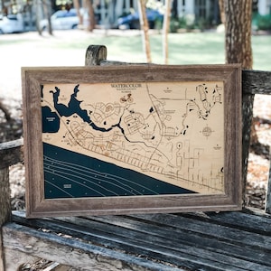 Kaart aquarel Florida, aangepaste houten kaart, kunst Florida, kaart Panhandle, kaart Florida kust, decor strandhuis, 3D-kaart, kaart Florida, kaart diepte