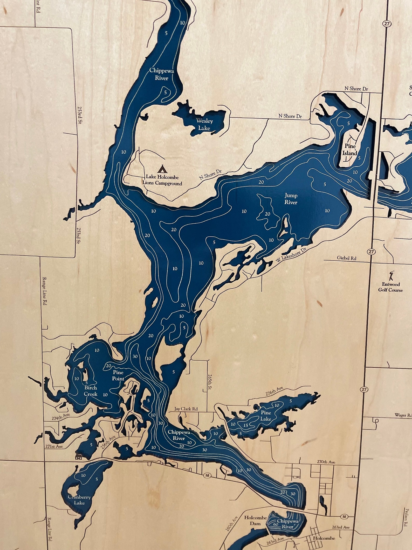 Flowage Map Custom Wood Map Custom Lake Art 3D Etsy