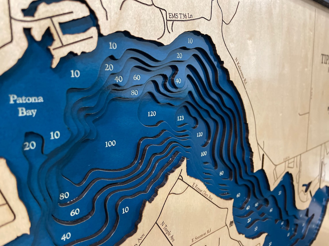 Tippecanoe Lake Map Lake Tippy Lake Custom Lake Map Custom Etsy