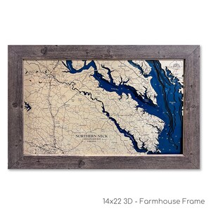 Northern Neck, Northern Neck Map, Virginia Map, Virginia Coast, Chesapeake Bay, Beach Sign, Custom Beach Sign, Beach Decor, Contour Map