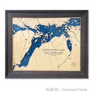 Lower Stony Lake Map, Clear Lake Map, Cottage Decor, 3D Lake Map, Wood Lake Sign, Cottage Sign, Lake House Decor, Lake Art, 3D Wood Map
