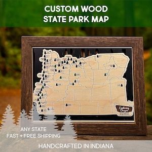 Mappa di viaggio dei parchi statali, qualsiasi stato, mappa del parco statale di Wood, regalo per il parco statale, mappa del parco statale, mappa di Wood, mappa di viaggio, regalo per il campeggio, mappa del campeggio