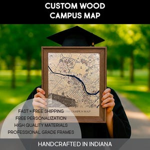 Personalisierte Landkarte – Universitätsplan | College Wand Kunst | Personalisiertes Abschlussgeschenk | Benutzerdefinierte Schule & Akademisches Dekor
