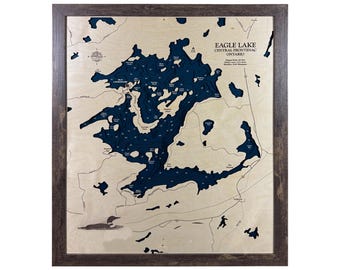 Eagle Lake Map, Ontario Cottage Map, Lake House Gift, 3D Lake Map, Wood Lake Sign, Lake Sign, Lake House Decor, Lake Art, Lake House Gift