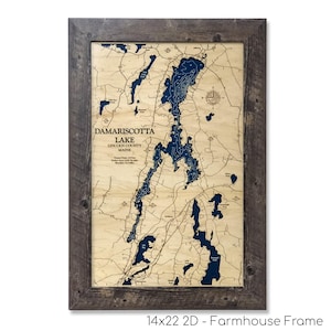 Damariscotta Lake, Custom Wood Map, 3D Wall Art, Contour Map, Lake House Decor, Lake Map, Depth Map, Lake Gift, Lake House, Lake Art
