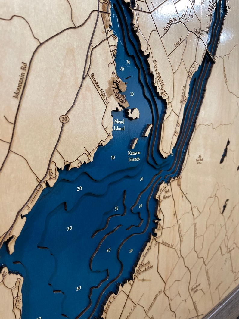 Great Sacandaga Lake Map Custom Wood Map Custom Lake Art 3D | Etsy