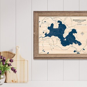 Peninsula Lake Map, Wood Lake Map, Custom Lake Map, Custom Lake Sign, Custom Lake Art, Wood Lake Map, Lake Map, Lake House Decor