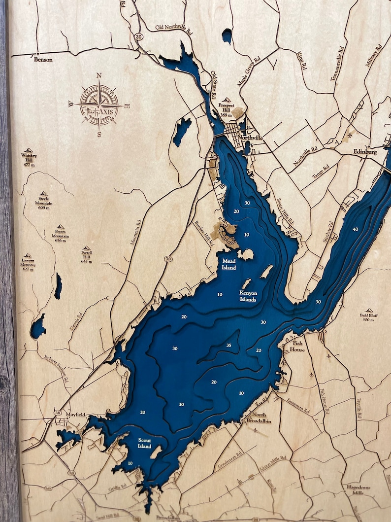 Great Sacandaga Lake Map Custom Wood Map Custom Lake Art 3D | Etsy