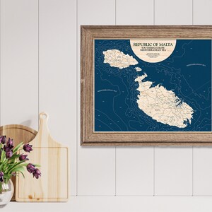 Mappa di Malta, mappa in legno personalizzata, arte murale 3D, mappa dei contorni, decorazione per casa al mare, mappa dell'isola, regalo di inaugurazione della casa, regalo per casa vacanze, viaggio