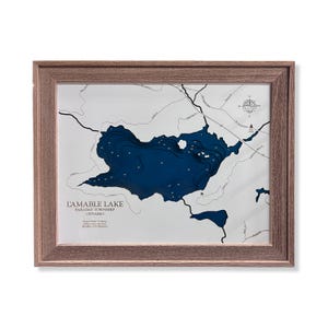 Mapa do Lago L'Amable, Lago L'Amable, Mapa do Lago Wood, Placa do Lago Wood, Arte do Lago, Presente para Casa no Lago, Decoração para Casa no Lago, Mapa do Lago, Lago Personalizado