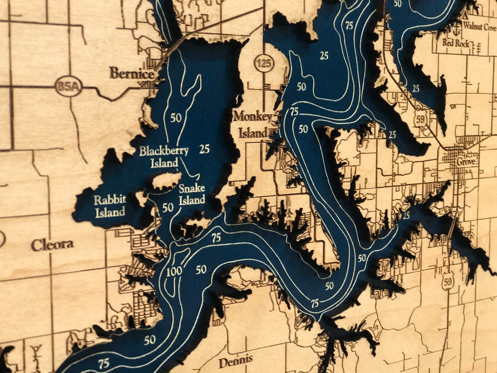 grand-lake-grand-lake-o-the-cherokees-custom-wood-map-etsy