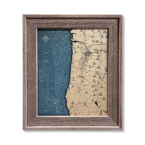 Oregon Coast Map, Oregon Map, Custom Wood Map, 3D Wood Map, Custom Coast Map, Custom New York Map, Travel Gift, Beach House Gift