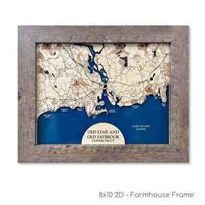 Lyme Karte, alte Sayquera Karte, Long Island Sound Karte, Long Island Sound Karte, Bundeskarte, 3D Holzkarte, Geschenk für Männer, Geschenk für Männer, Männer oder Frauen