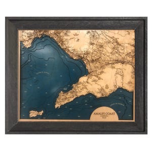 Amalfi Coast Map - Custom Wood Map - Italy Map - 3D Wall Art - Contour Map - Beach House Decor - Island Map - Topographical Map - Depth Map